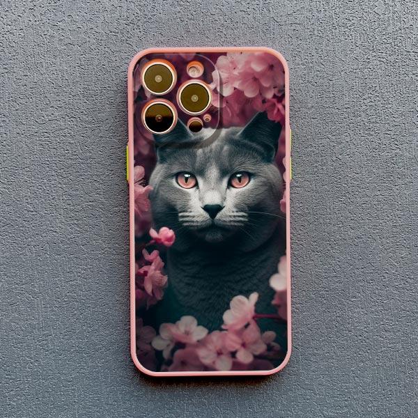 Art Painting Rose Cat Phone Case For iphone 15 14 Plus Pro Max 13 12 Mini 11 Pro MAX XS X XR 8 7 SE 2020 Shockproof Shell Cover