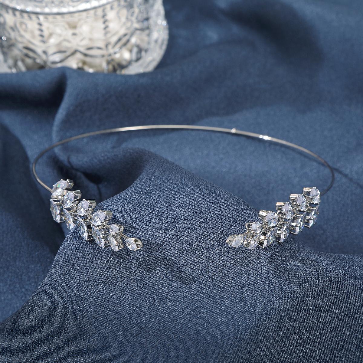 

AWAYTR Новая металлическая повязка на голову с листьями из страз, простая свадебная повязка для женщин, блестящая повязка для волос со стразами, обруч, аксессуары для волос