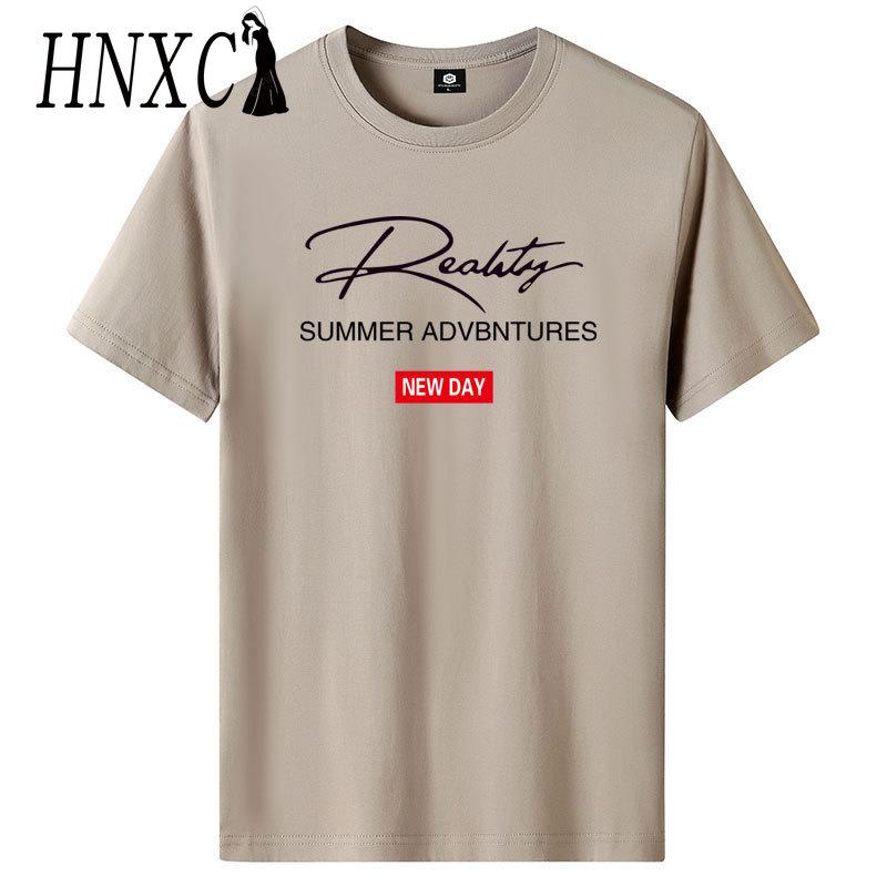 HNXC Bavlněné tričko s krátkým rukávem Pánská móda Košile s volným polovičním rukávem Košile s potiskem