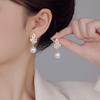 Niche Design Sense Exquisite Fashion Super Flash Inlaid Zircon Leaf Pearl Earrings S911 Silver Needle Light Luxury Earrings
