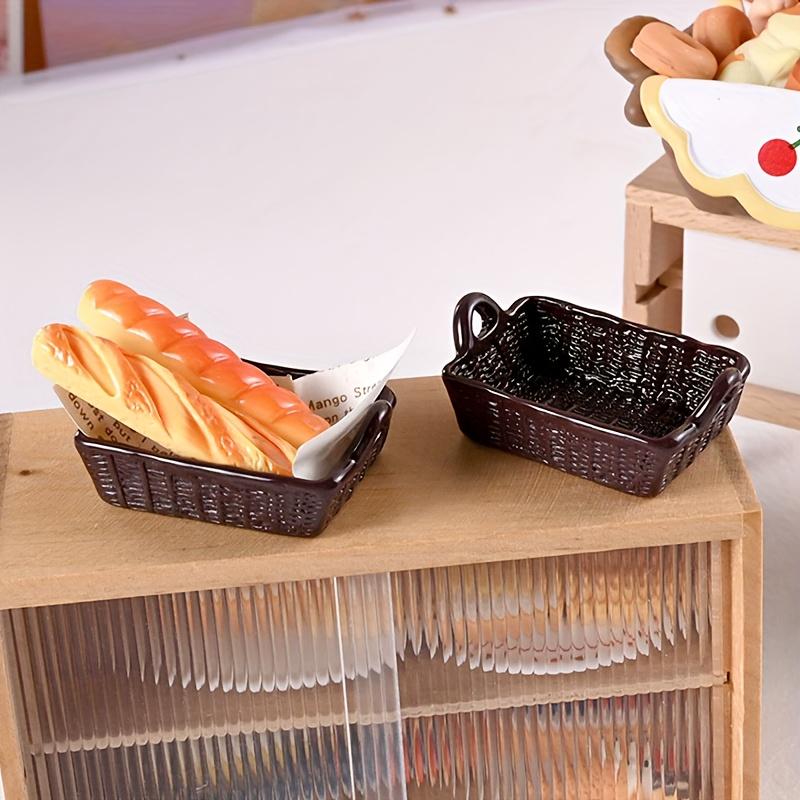 Mini Bread basket decoration, resin crafts, house decoration accessories miniature food bread basket, DIY miniature scene art project