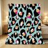 Cozy Leopard Print Flannel Fleece Blanket Warm, Lightweight, Soft & Skin-friendly, Ideal for Home Couch Naps, Christmas & Halloween Decor