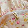 Korean Princess Style Floral Ruffles Bedding Set Washed Cotton Skin-friendly Soft Duvet Covers Set Bed Sheet Pillowcases 3/4Pcs