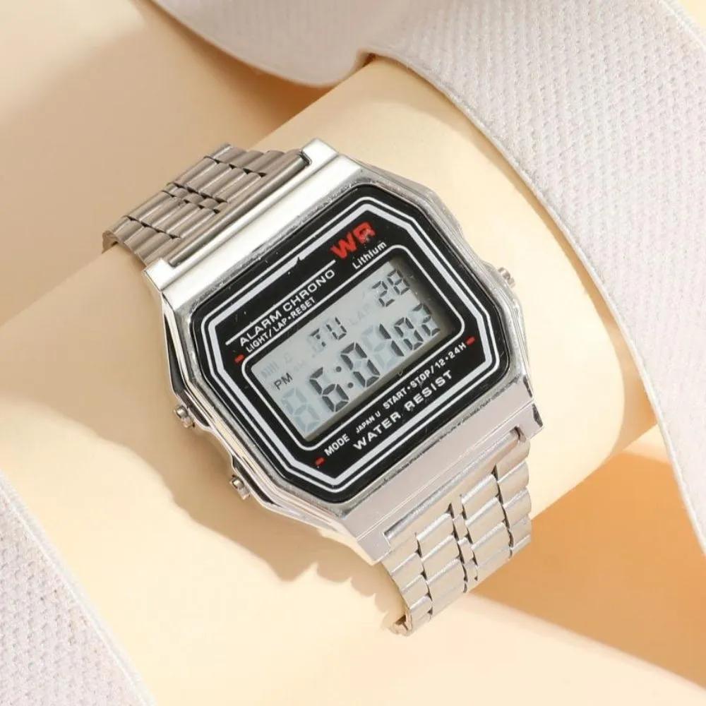 Simple Retro Digital Watch Metal Wristwatch Couple Student