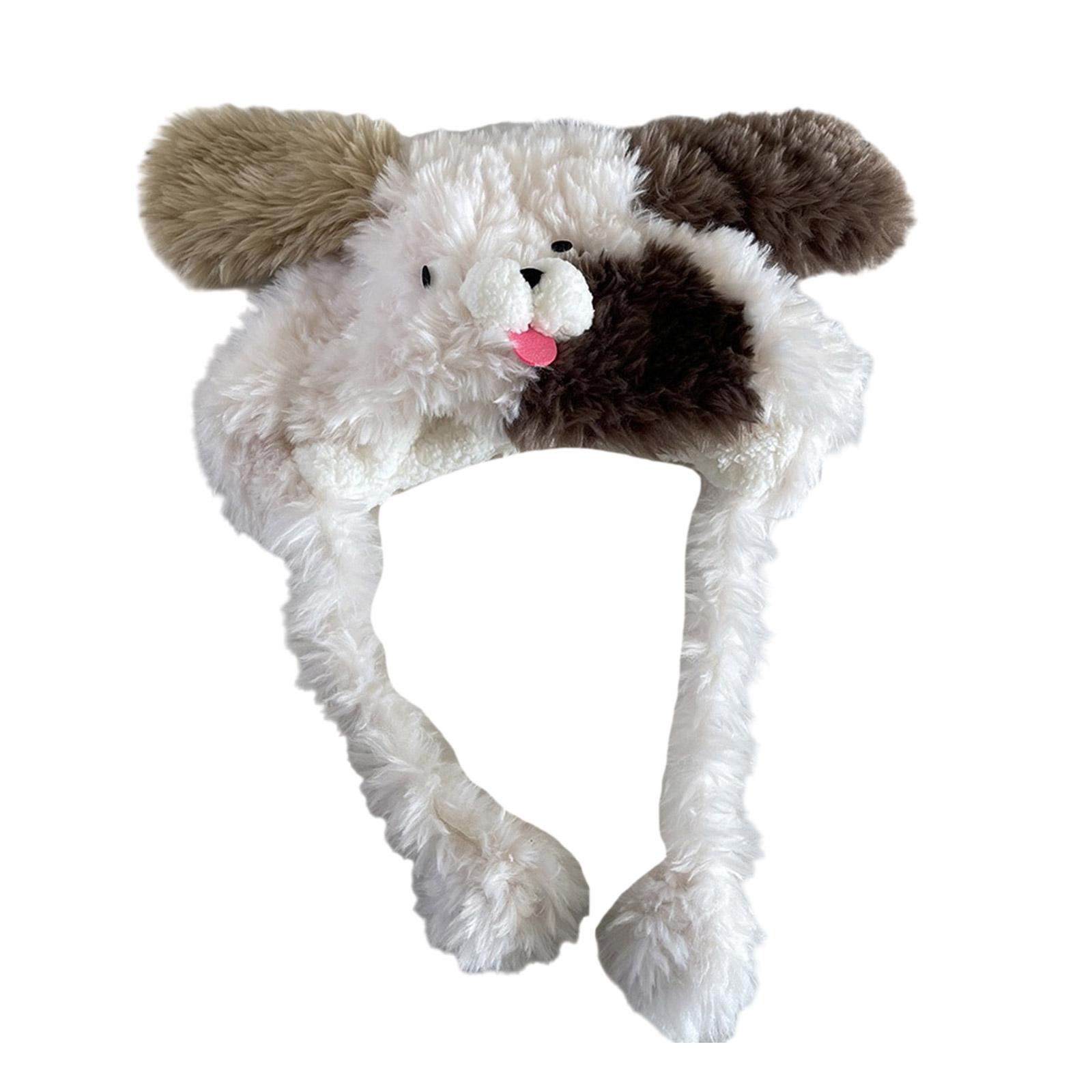 

Fuzzy Plush Dog Ear Hat for Cold Protections Winter Furry Fleece Earflap Hat for Outdoor Event and Casual Home Wear 1 бежевый