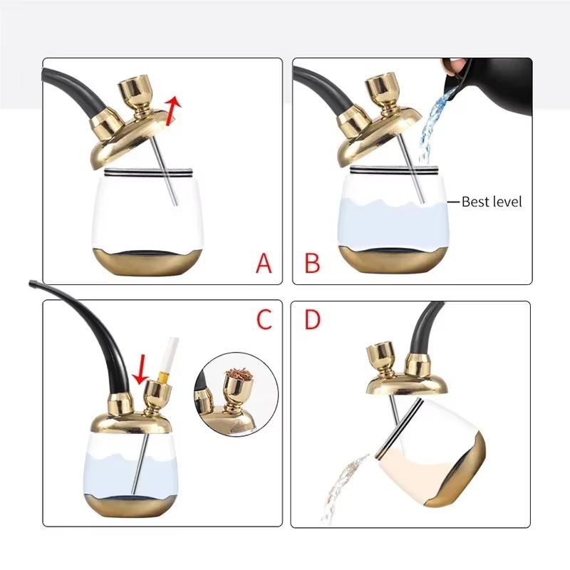 Mini Hookah with Shisha Accessories Portable Handheld Hookah Tool Water Pipe for Multifunctional Small Shisha Set