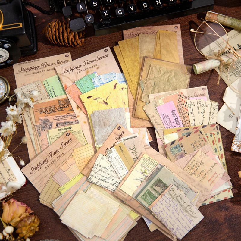45 Pcs/pack Vintage Inviscid Decorative Paper DIY Scrapbooking Material Paper Hand Made Junk Journal Background Paper