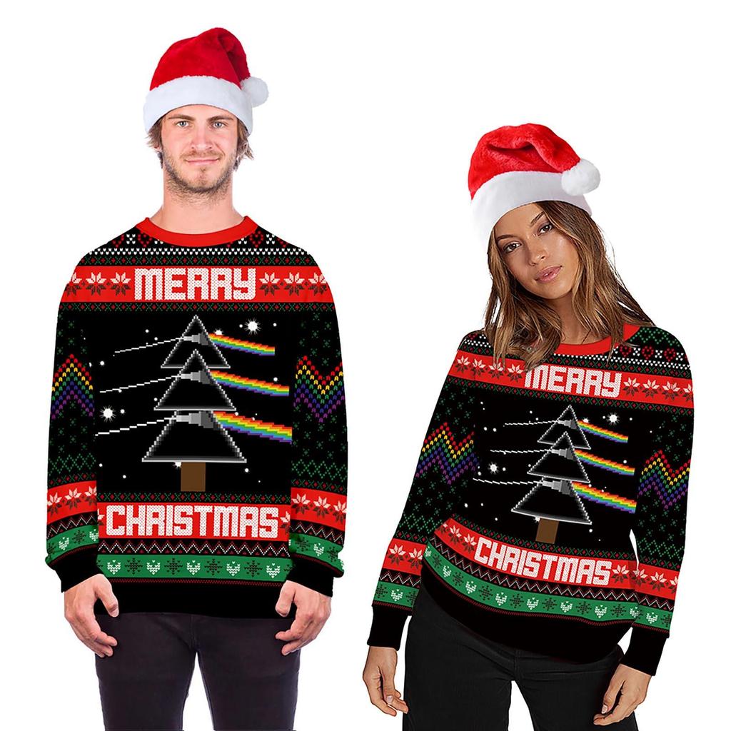 Unisex Men's 3D Printing Creative Round Neck Casual Long Shirts Top Blouse