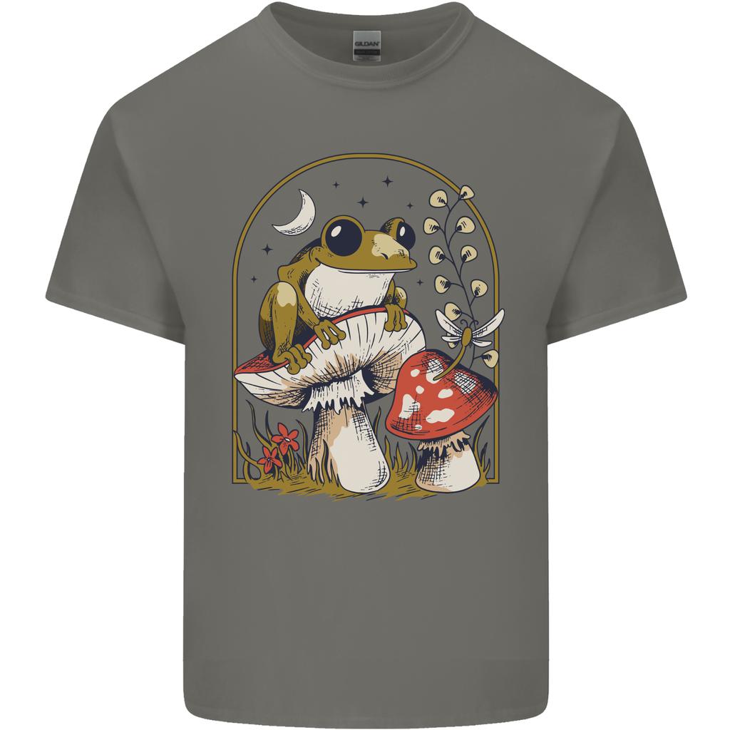 A Frog Mushrooms Foraging Mycology Fungi Unisexs Light Cotton TShirt