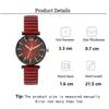 Women Fashion Gradient Colour Round Studded Quartz Watch Casual Stainless Steel Elastic Buckleless Strap Ladies Watches Clock