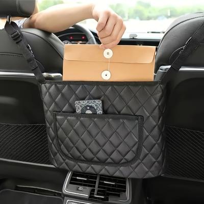 Black Car Seat Compartment Storage Net Bag, Car Storage Net Bag, Backrest Storage Bag, Car Supplies Storage Bag, One-Piece Set
