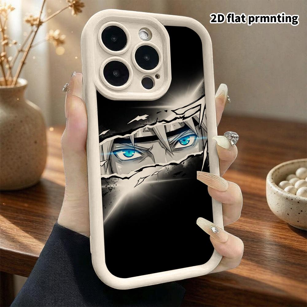 Phone Case: 2D flat, suitable for iPhone 18, 17, 16, 15, 14, 13, 12Pro protective case, blue eyes, perfect Christmas and Halloween holiday gift