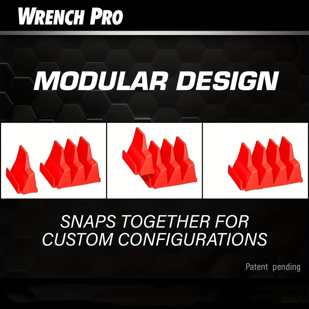 Wrench Pro Upright Storage Organizer 20 Wrenches Magnetic Hexagonal Head Style - Modular Toolbox Holder Made Durable Plastic
