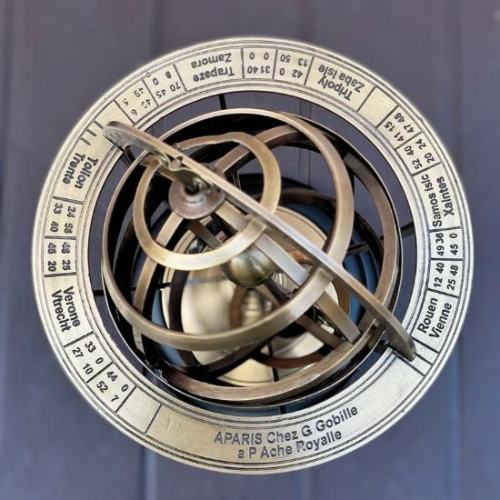 Vintage Brass Armillary Sphere Globe - Elegant Table and Desk Nautical Decor - On Wooden Base Maritime Nautical Gift - Home Decor Gift