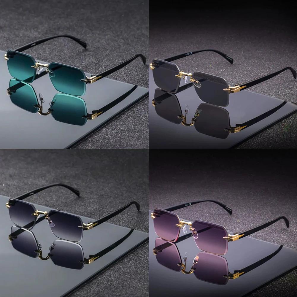 Women Men Universal Rectangle Frameless Sunglasses Festival Holiday Gift Sun Protection Vintage Alloy Glass Eyewear Accessories