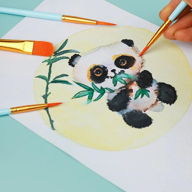 20 Pcs/2 Packs Multi-functional Watercolor Brush Pearlescent Blue Plastic Short Rod Multi-color Set Nylon Hair Hook Line Gouache Oil Brush