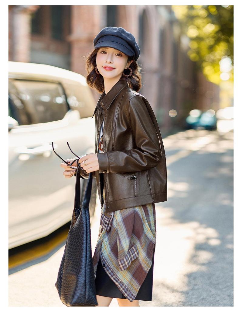 2025 Autumn/Winter Korean Style Genuine Sheepskin Jacket with Turn-Down Collar - Casual, Loose, and Versatile