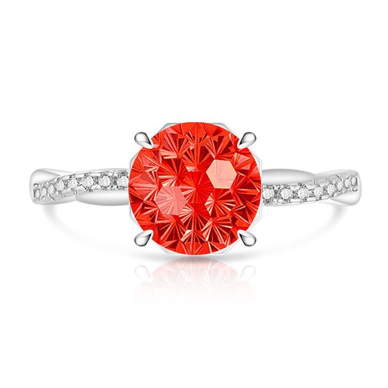 925 Silver Romantic Millennium Cut Dahlia Cut High Carbon Diamond Twist Ring красный