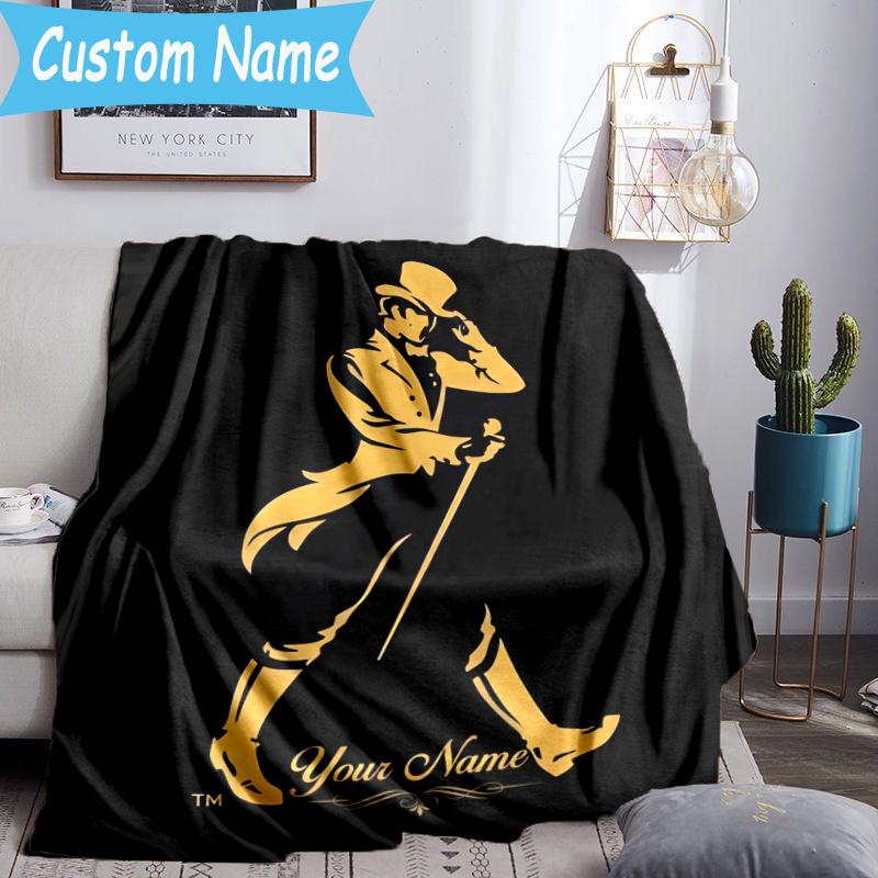 Benutzerdefinierte Decke Johnnie Walker Flanelldecke für Camping, Wandern, Gartenpartys, Picknick-Zubehör, Geschenk für Familie und Freunde