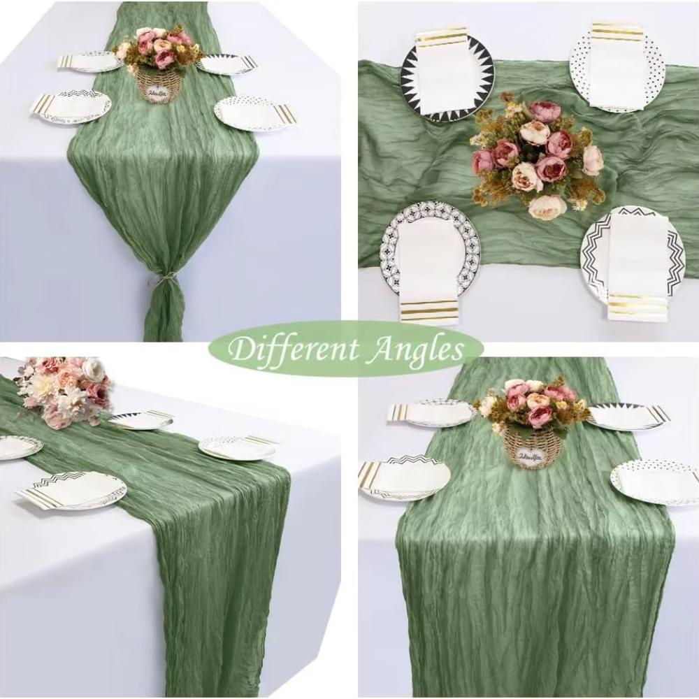 6 Pack Green Table Runner Wedding Banquet Boho Wedding Baby Bridal Shower Decor Table Runner Holiday Banquet Luxury Tablecloth