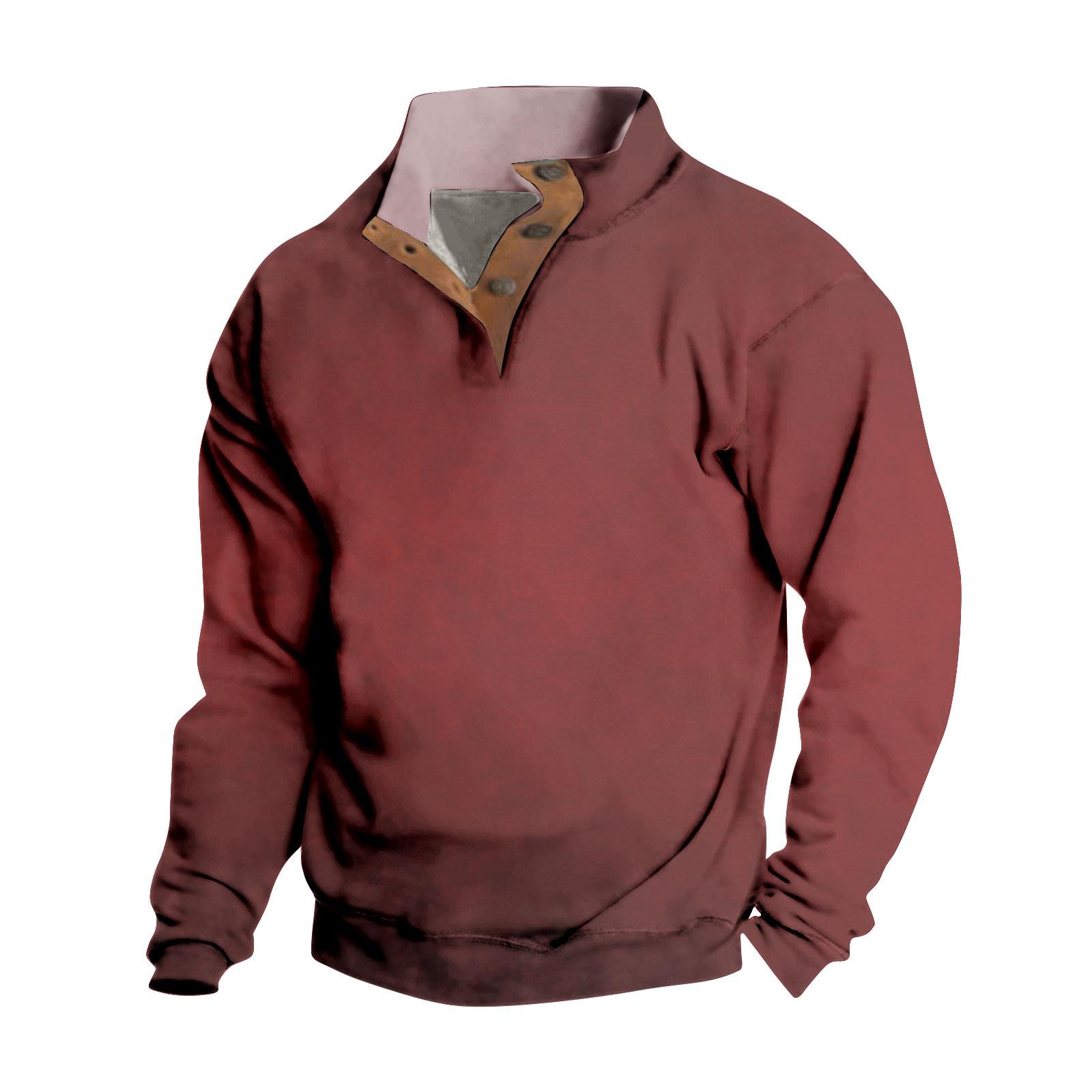Мужская толстовка с воротником-стойкой на открытом воздухе повседневные свитера топы M винный 2290₽