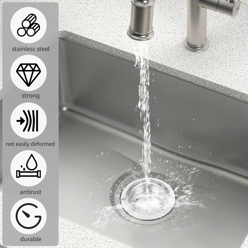 6Pcs Stainless Steel Stainless Steel Sink Filter Kitchen Sewer Strainer Fine Mesh Floor Drain Hair Waste Garbage Filter Basket