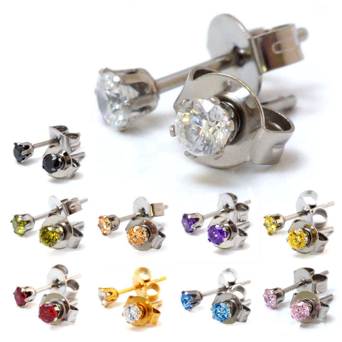 

Серьги из нержавеющей стали, комплект из 10 пар на оба уха x 10 spi0055-10set [Бренд 2PIECES] женские, цирконий, (для цветов)