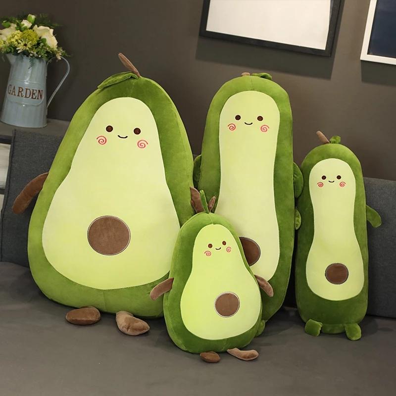 1pc Giant Size Cute Cartoon Avocado Plush Plant Toys Soft Fruit Pillow Stuffed Sofa Cushion Kids Girls Birthday Gifts Room Decor
