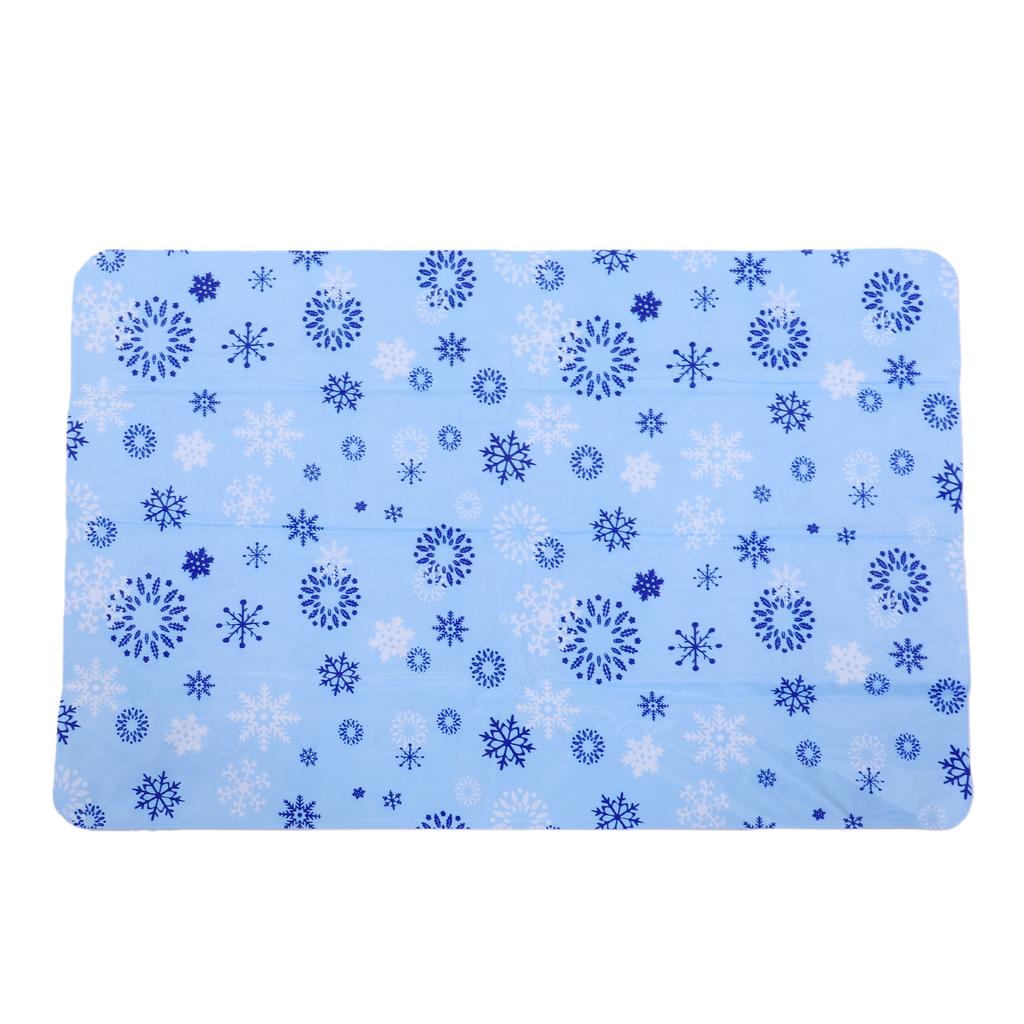 Pet Cooling Pad Reusable Water Filled Summer Heat Dissipation Mat for Dogs Cats 60x90cm Sky Blue Snowflake Pattern