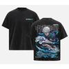 2026 Anime Jujutsu Kaisen T-shirt For Men's Clothing Gojo Satoru Vintage Washed Oversized T Shirt Short Sleeve Cotton Tees Tops