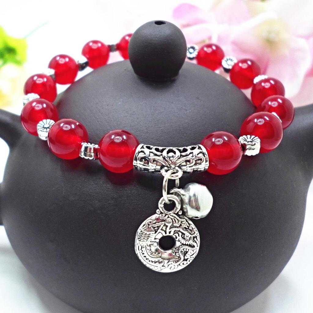 Red Agate Crystal Beaded Bracelet for Women - Handcrafted Couple Jewelry