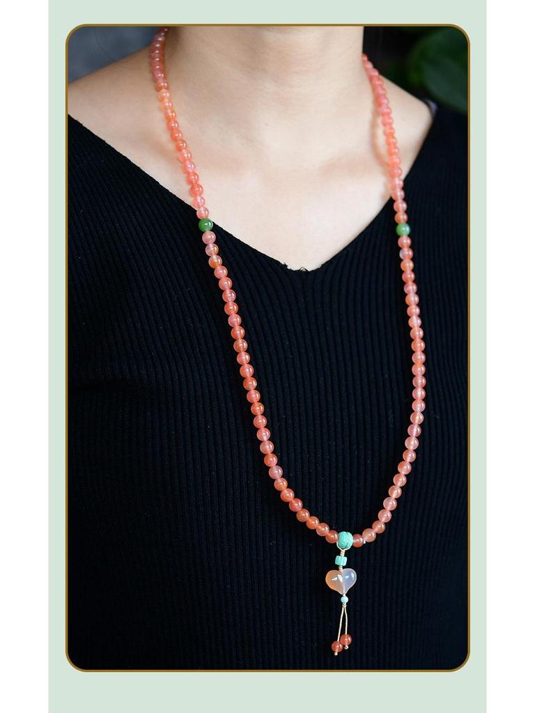 Südrotachat & Jade Kristall Eiskaltes Wasser Mehrfachumdrehung 108 Perlen Armband (Elastische Schnur)