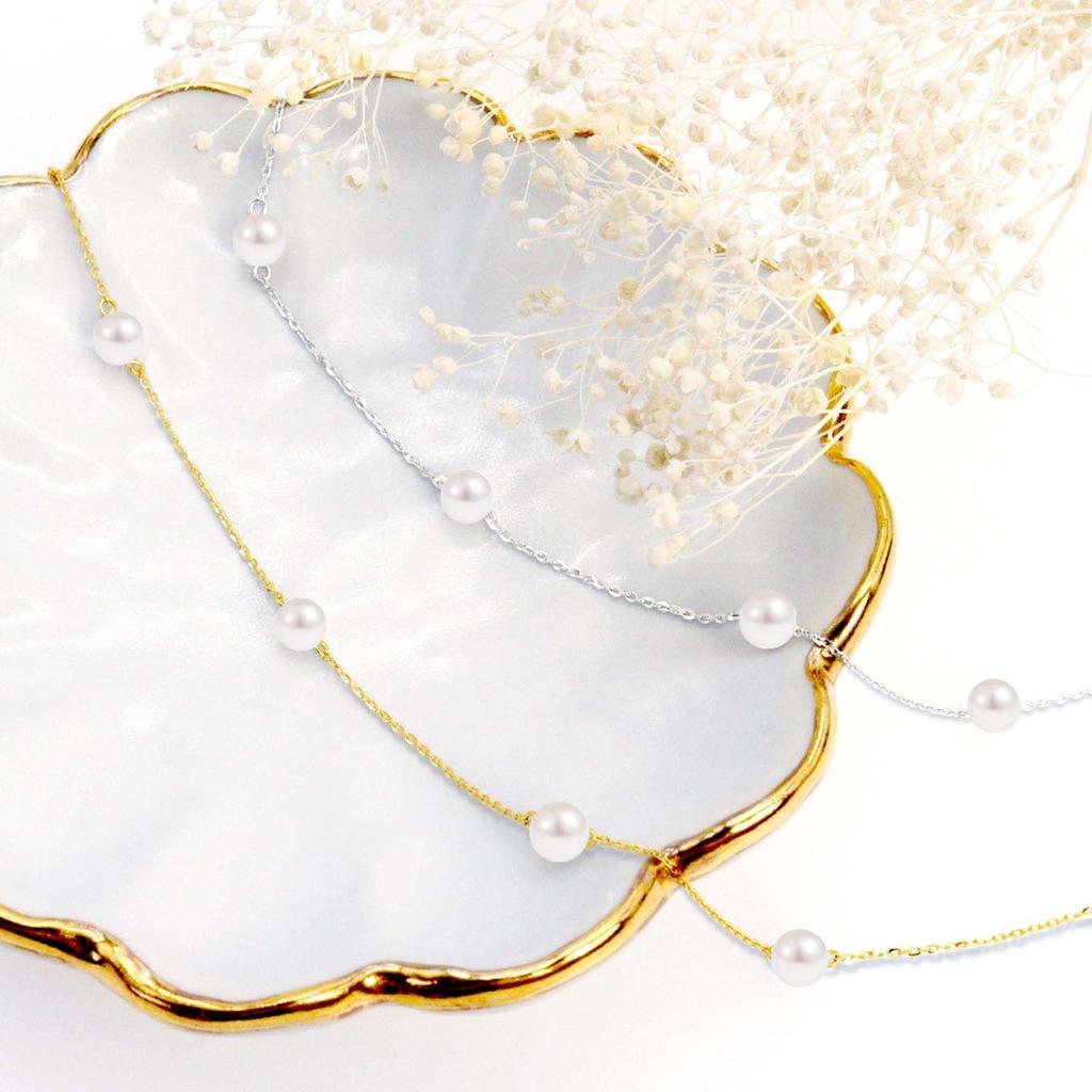 Lala Christie Akoya Perlen Fußkettchen, 5 Perlen, 18K Gold, lab56-0001-yg