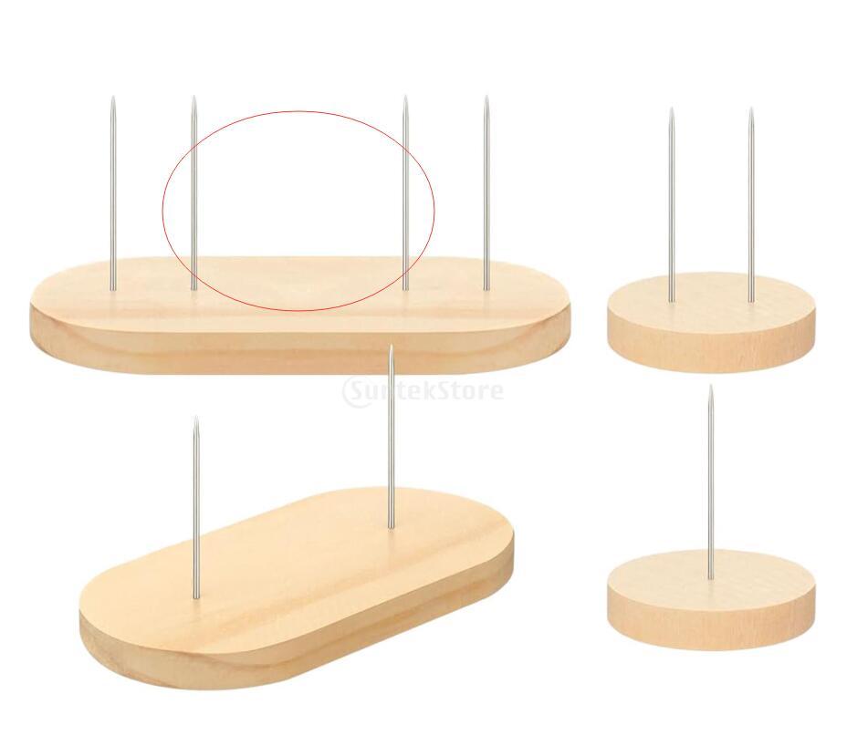 4Pcs Crochet Dolls Display Stand Bracket Decor Creative Metal Pins Portable Wooden Base Storage Rack