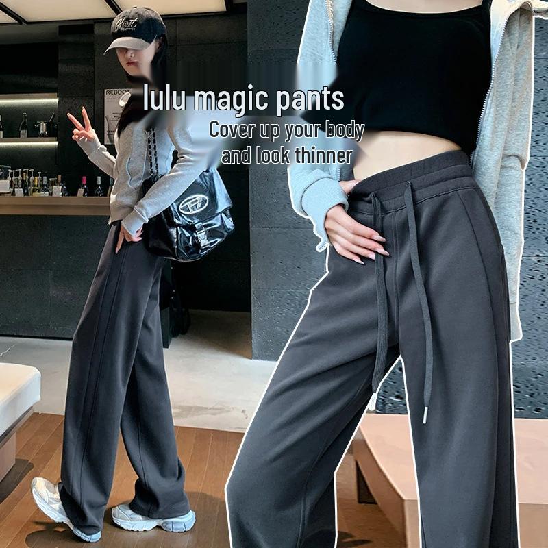 

Джоггеры с флисовой подкладкой на высокой посадке с широкими штанинами Осень/Зима 2024 – Облегающие и свободные повседневные брюки L (54-59kg)