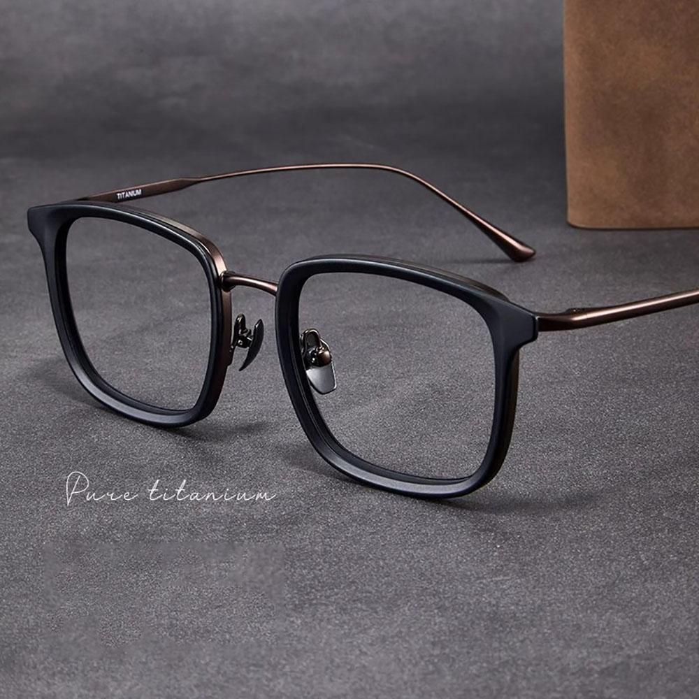 

Pure Titanium Square Glasses Frame Retro Vintage Eyeglasses Lightweight Optical Frames for Men Women Prescription Myopia