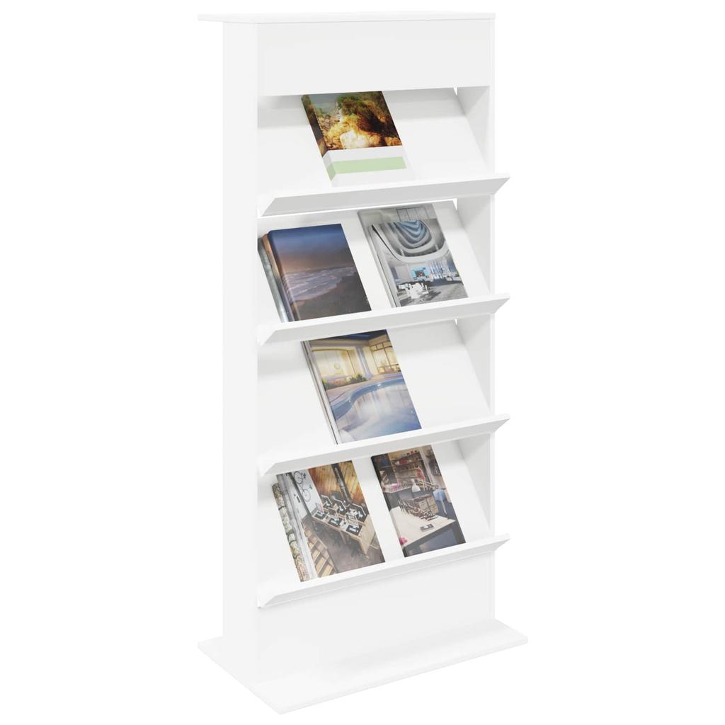 Zeitschriftenständer mit Regalen Weiß 70 x 41 x 156 cm Holzwerkstoff
