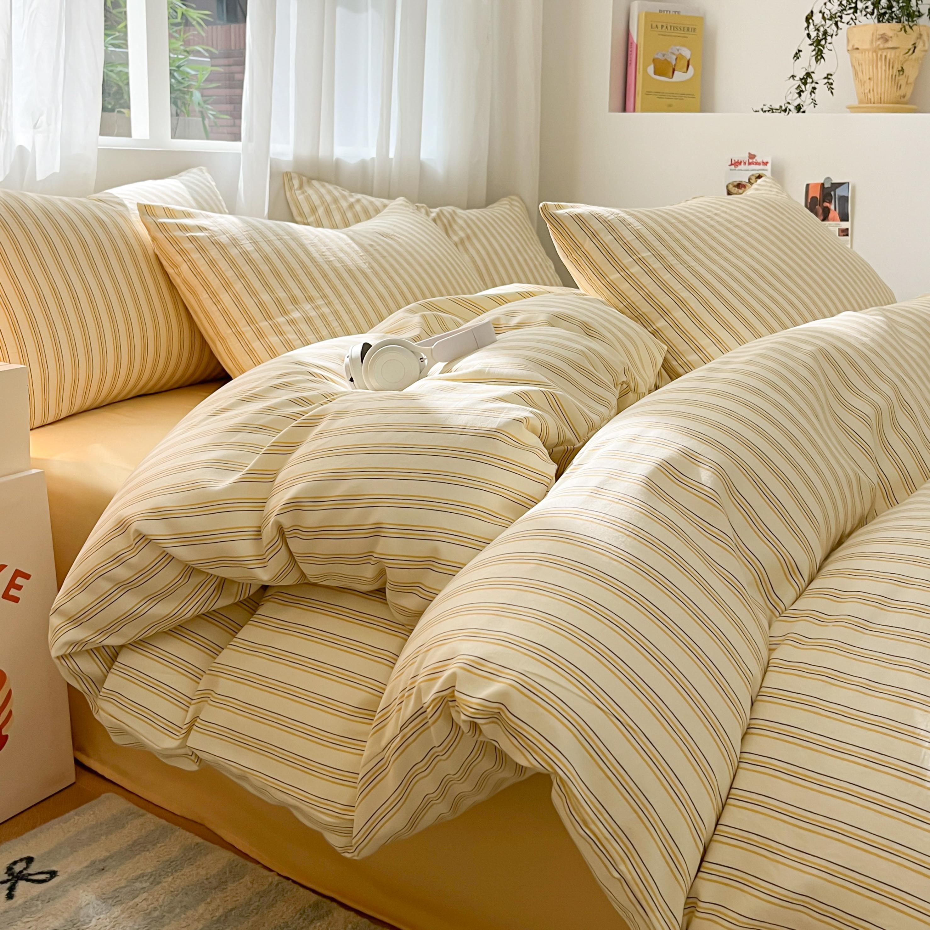 

Modern Minimalist Plaid Duvet Cover 220x240 Soft Breathable All Season Queen Comforter Cover Single Piece Striped Quilt Covers 150x200cm