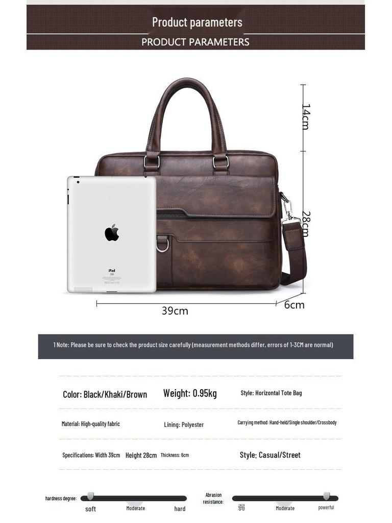 Men's Business Casual Handbag Briefcase - Crossbody Shoulder Bag for Office and Travel