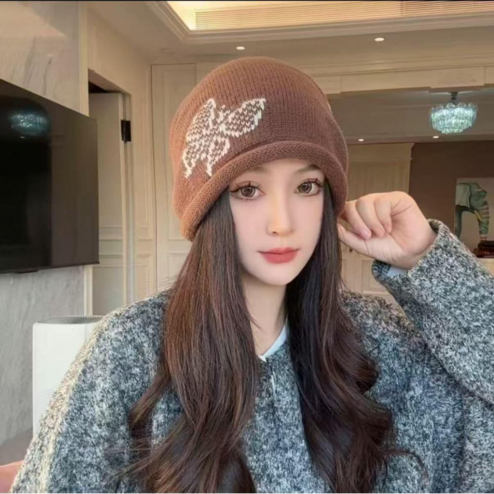 Butterfly Pattern Drawstring Beanie Cap Windproof Ear Protection Hat Casual Cover Head Cap  Women