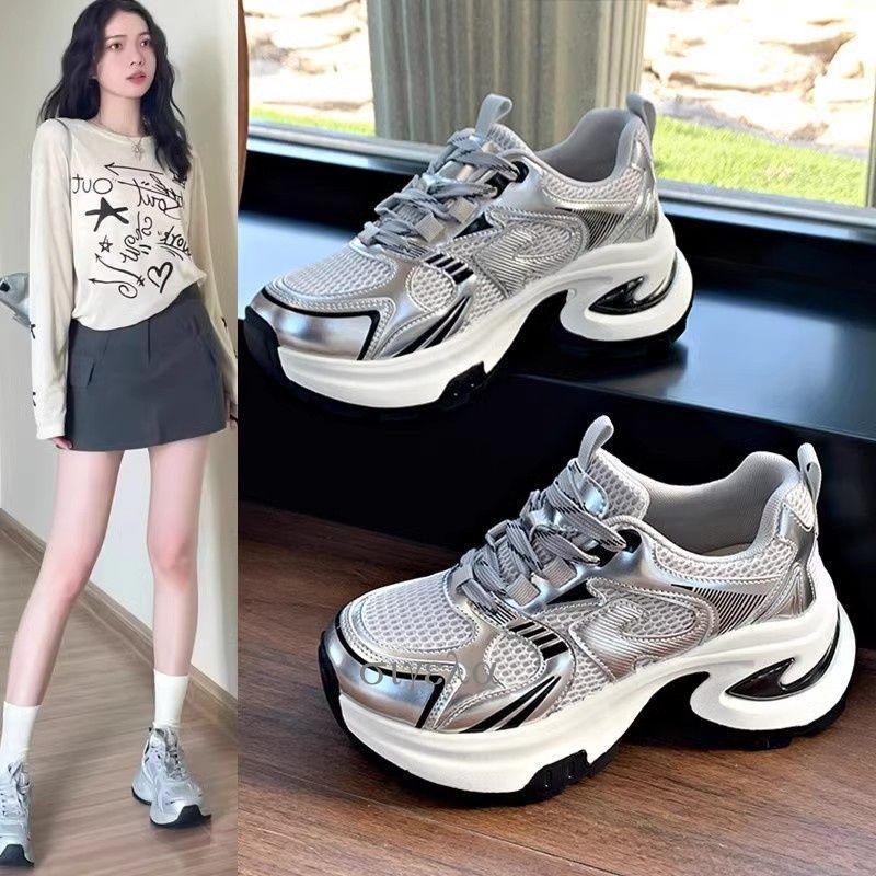 Spring and summer new versatile small super fire red dad shoes women's heightened thick-soled breathable sneakers