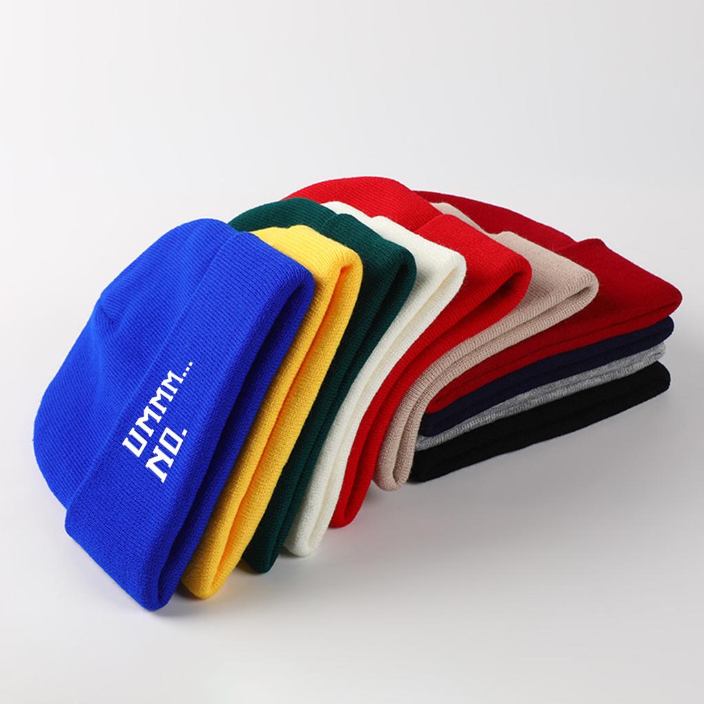 Warm Winter Hats Casual Hat Beanie "UMMM...NO."Print Woman Cap Headwear Soft Knitted Cap Beanie Perfect For Outdoor Sports