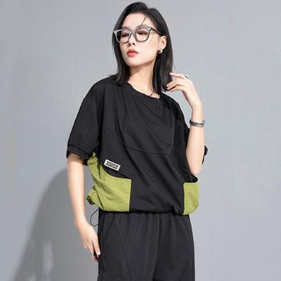 Kort mouw Oversized vintage patchwork Casual losse t-shirt tops Dames zomer t-shirt