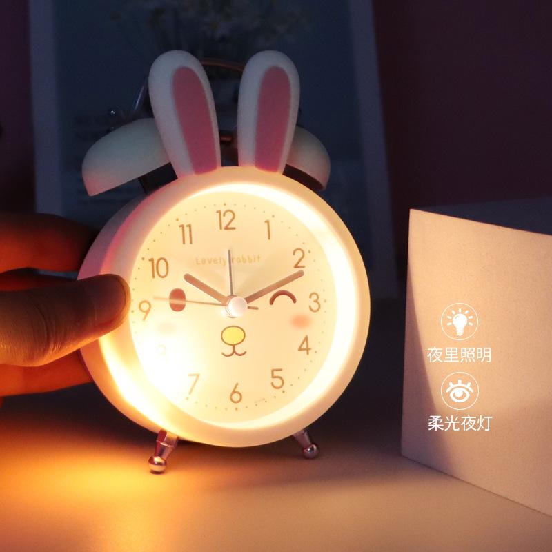 Alarm Clock for Children Ringing Cartoon Animation Cute Creative Bunny Ears Bunny Children Alarm Clock