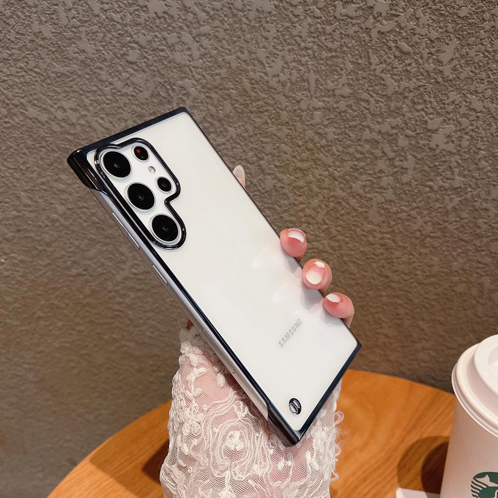 Luksusowe Galwanizowane Bezramkowe Cienkie Przezroczyste Etui Dla Samsung S25 S24 S23 Ultra S22 S21 FE Plus Note 20 10 Smukłe Przezroczyste Twarde Pokrowiec PC