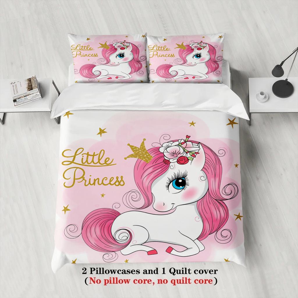 Pink Unicorn Princess Duvet Cover Set Little Princess Unicorn Bedding For Girls Bedroom Twin Queen King Size With 2 Pillowcases