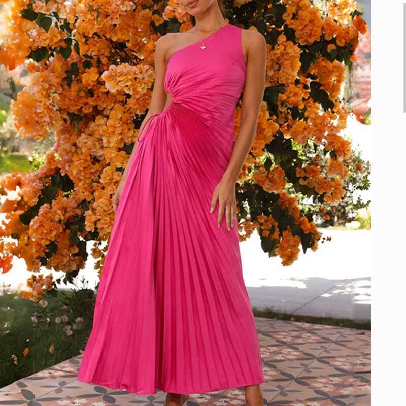 Women One Shoulder Evening Dress Fashion Silm One Shoulder Cut Out Formal Dress Dress