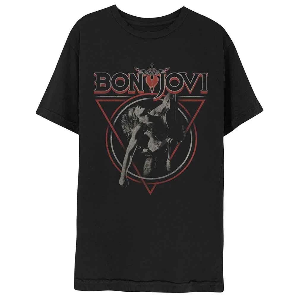 Bon Jovi T Shirt Triangle Overlap Band Logo Official Mens Black XL XL