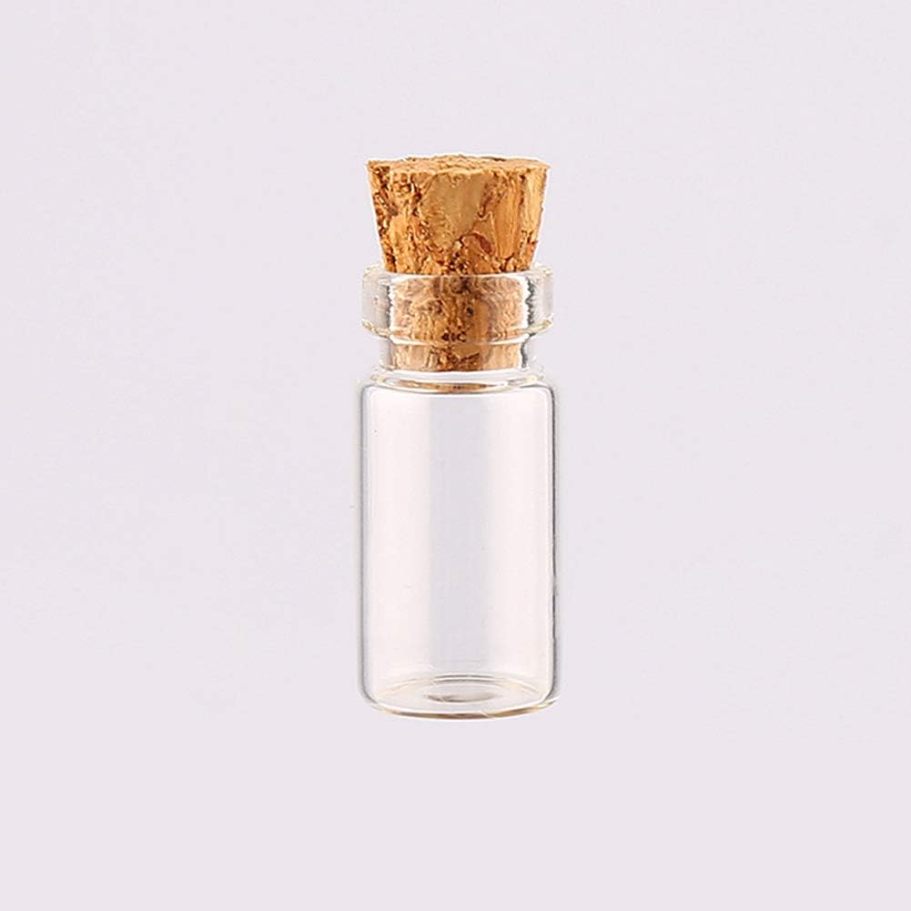 lasenersm 10Pcs/1ML Empty Sample Glass Bottles Jars Vials Case Container with Cork Stoppers for Message Weddings Jewelry Party Favors,Transparent