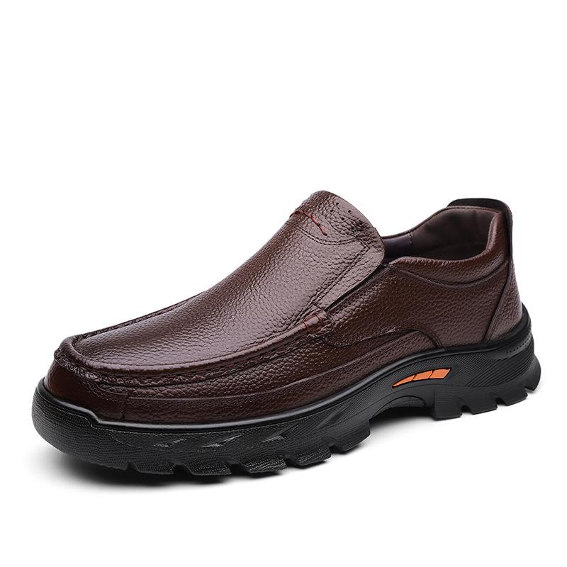 

2024 Новые мужские туфли из натуральной кожи в деловом и повседневном стиле с нескользящей подошвой для людей среднего и пожилого возраста 43